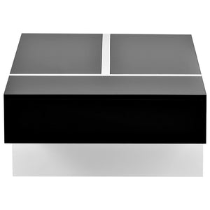 English Elm On-trend Gloss Rectangular Coffee Table with Drawer Black White Living Room WF292142AAB