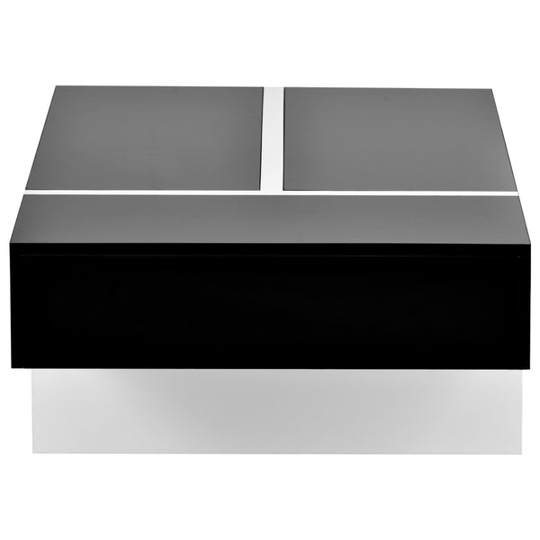 English Elm On-trend Gloss Rectangular Coffee Table with Drawer Black White Living Room WF292142AAB