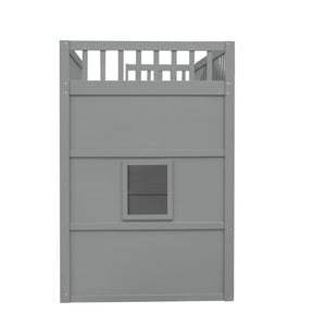 English Elm Twin House Loft Bed Solid Pine Frame with Guard Rails and Ladder for Kids Rooms LT000335AAE