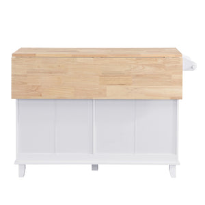 English Elm Topmax Farmhouse Kitchen Island with Drop Leaf Storage Drawers and Two Stools Included SH000234AAK