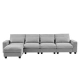 English Elm Modern Large L-Shape Feather Filled Sectional Sofa, Convertible Sofa Couch With Reversible Chaise For Living Room