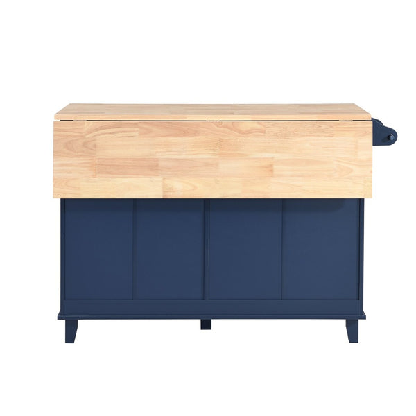 English Elm Topmax Farmhouse Kitchen Island with Drop Leaf Four Drawers Cabinet and Two Stools SH000234AAC