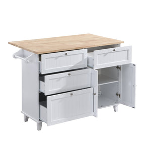 English Elm Topmax Farmhouse Kitchen Island with Drop Leaf Storage Drawers and Two Stools Included SH000234AAK