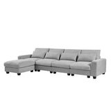 English Elm Modern Large L-Shape Feather Filled Sectional Sofa, Convertible Sofa Couch With Reversible Chaise For Living Room