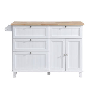 English Elm Topmax Farmhouse Kitchen Island with Drop Leaf Storage Drawers and Two Stools Included SH000234AAK
