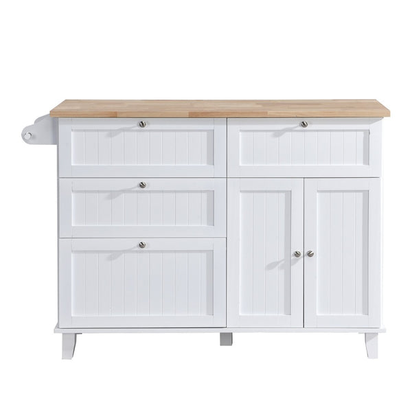 English Elm Topmax Farmhouse Kitchen Island with Drop Leaf Storage Drawers and Two Stools Included SH000234AAK