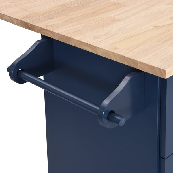 English Elm Topmax Farmhouse Kitchen Island with Drop Leaf Four Drawers Cabinet and Two Stools SH000234AAC
