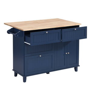 English Elm Topmax Farmhouse Kitchen Island with Drop Leaf Four Drawers Cabinet and Two Stools SH000234AAC