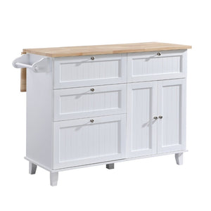 English Elm Topmax Farmhouse Kitchen Island with Drop Leaf Storage Drawers and Two Stools Included SH000234AAK
