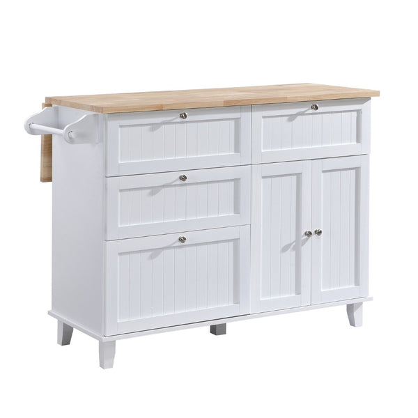 English Elm Topmax Farmhouse Kitchen Island with Drop Leaf Storage Drawers and Two Stools Included SH000234AAK