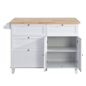 English Elm Topmax Farmhouse Kitchen Island with Drop Leaf Storage Drawers and Two Stools Included SH000234AAK