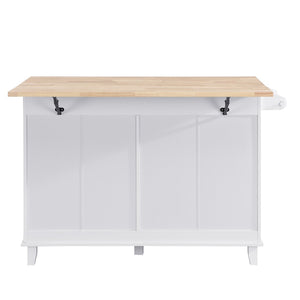 English Elm Topmax Farmhouse Kitchen Island with Drop Leaf Storage Drawers and Two Stools Included SH000234AAK