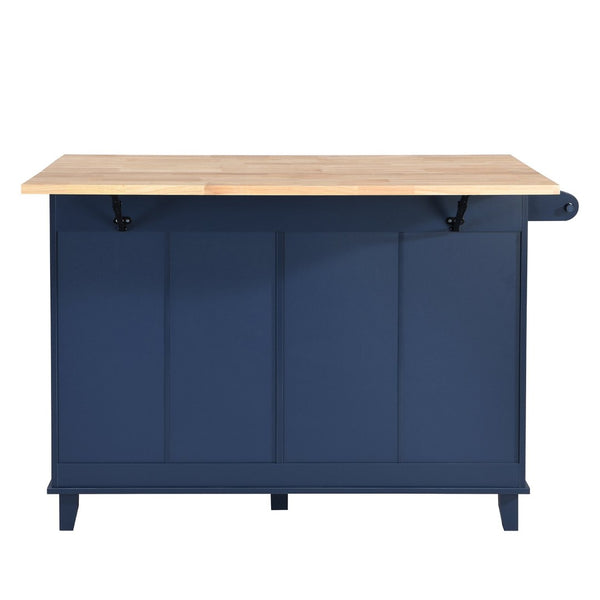 English Elm Topmax Farmhouse Kitchen Island with Drop Leaf Four Drawers Cabinet and Two Stools SH000234AAC