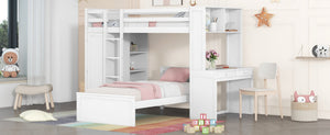 English Elm Twin Loft Bed with Standalone Sleeper Desk Wardrobe and Shelves for Kids Rooms LT000820AAK