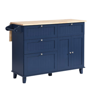 English Elm Topmax Farmhouse Kitchen Island with Drop Leaf Four Drawers Cabinet and Two Stools SH000234AAC