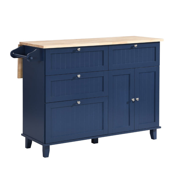 English Elm Topmax Farmhouse Kitchen Island with Drop Leaf Four Drawers Cabinet and Two Stools SH000234AAC