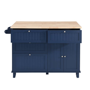 English Elm Topmax Farmhouse Kitchen Island with Drop Leaf Four Drawers Cabinet and Two Stools SH000234AAC