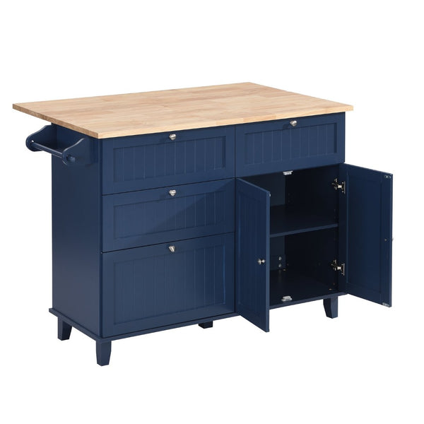 English Elm Topmax Farmhouse Kitchen Island with Drop Leaf Four Drawers Cabinet and Two Stools SH000234AAC