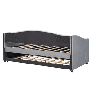 English Elm Upholstered Velvet Twin Daybed with Pull Out Trundle for Guest or Studio Rooms LP000412AAE