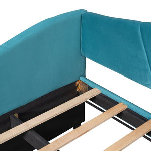 English Elm Upholstered Velvet Twin Daybed with Pull Out Trundle for Guest or Studio Rooms LP000412AAC