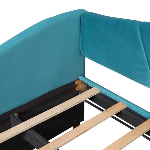 English Elm Upholstered Velvet Twin Daybed with Pull Out Trundle for Guest or Studio Rooms LP000412AAC