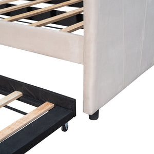 English Elm Upholstered Velvet Twin Daybed with Pull Out Trundle for Guest or Studio Rooms LP000412AAA