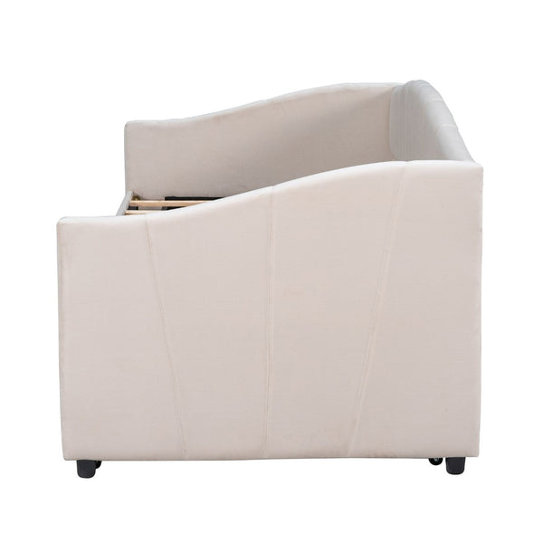 English Elm Upholstered Velvet Twin Daybed with Pull Out Trundle for Guest or Studio Rooms LP000412AAA