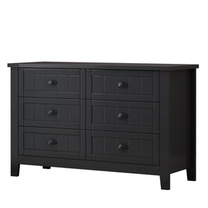 English Elm Drawer Dresser BAR CABINET with Anti-Tilt Anchor, Birch Frame, Soft-Closing Slides, Retro Shell Handles — Black W679S00032
