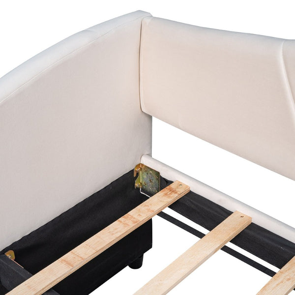 English Elm Upholstered Velvet Twin Daybed with Pull Out Trundle for Guest or Studio Rooms LP000412AAA