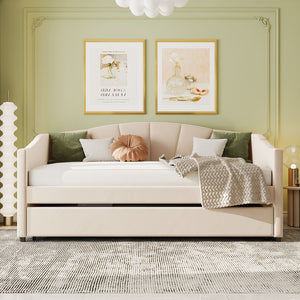 English Elm Upholstered Velvet Twin Daybed with Pull Out Trundle for Guest or Studio Rooms LP000412AAA