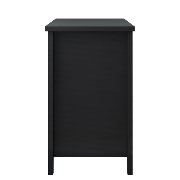 English Elm Drawer Dresser BAR CABINET with Anti-Tilt Anchor, Birch Frame, Soft-Closing Slides, Retro Shell Handles — Black W679S00032