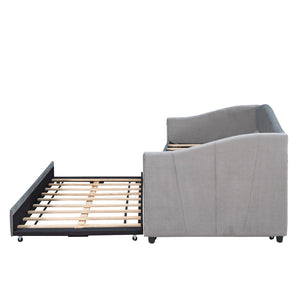 English Elm Upholstered Velvet Twin Daybed with Pull Out Trundle for Guest or Studio Rooms LP000412AAE