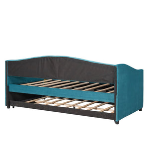 English Elm Upholstered Velvet Twin Daybed with Pull Out Trundle for Guest or Studio Rooms LP000412AAC
