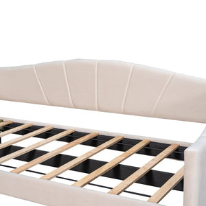 English Elm Upholstered Velvet Twin Daybed with Pull Out Trundle for Guest or Studio Rooms LP000412AAA