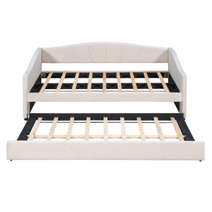 English Elm Upholstered Velvet Twin Daybed with Pull Out Trundle for Guest or Studio Rooms LP000412AAA