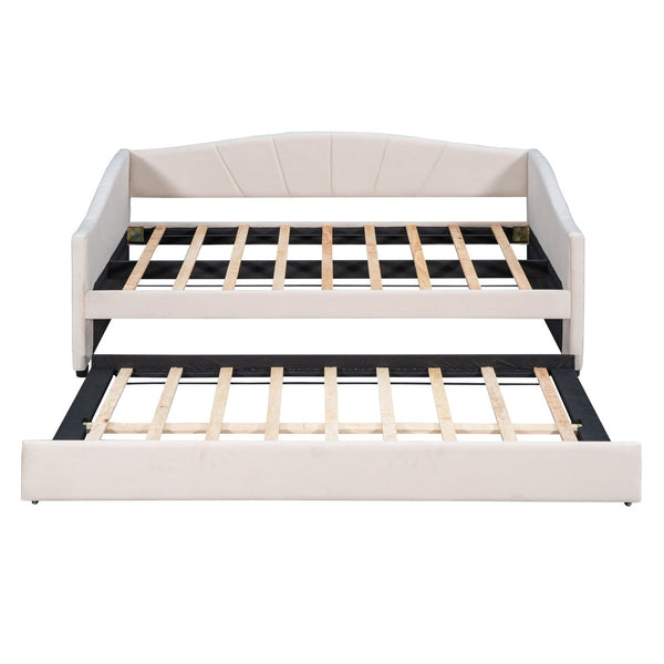 English Elm Upholstered Velvet Twin Daybed with Pull Out Trundle for Guest or Studio Rooms LP000412AAA