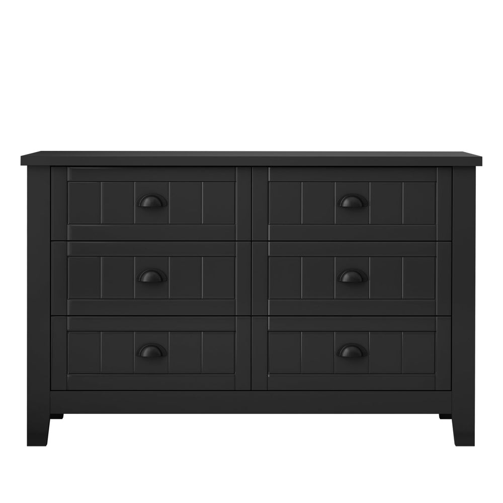 English Elm Drawer Dresser BAR CABINET with Anti-Tilt Anchor, Birch Frame, Soft-Closing Slides, Retro Shell Handles — Black W679S00032