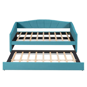 English Elm Upholstered Velvet Twin Daybed with Pull Out Trundle for Guest or Studio Rooms LP000412AAC
