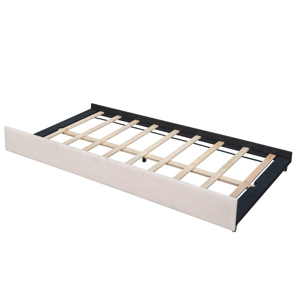 English Elm Upholstered Velvet Twin Daybed with Pull Out Trundle for Guest or Studio Rooms LP000412AAA