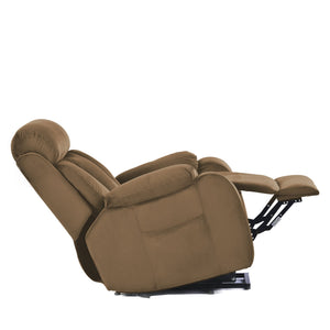 English Elm Lift Chair Recliner Plush Cashmere Fabric Power Lift with Remote, Padded Backseat, 330lb Capacity, Infinite Recline Brown W1028S00038
