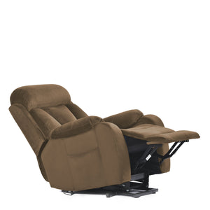 English Elm Lift Chair Recliner Plush Cashmere Fabric Power Lift with Remote, Padded Backseat, 330lb Capacity, Infinite Recline Brown W1028S00038