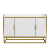 Modern White Gloss Kitchen Buffet Cabinet with Metal Legs - Stylish Storage Solution