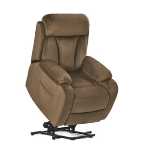 English Elm Lift Chair Recliner Plush Cashmere Fabric Power Lift with Remote, Padded Backseat, 330lb Capacity, Infinite Recline Brown W1028S00038