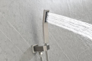 English Elm 12" Square Stainless Steel Rain Shower System Wall Mount with Air Infusion Spa Flow W127264824