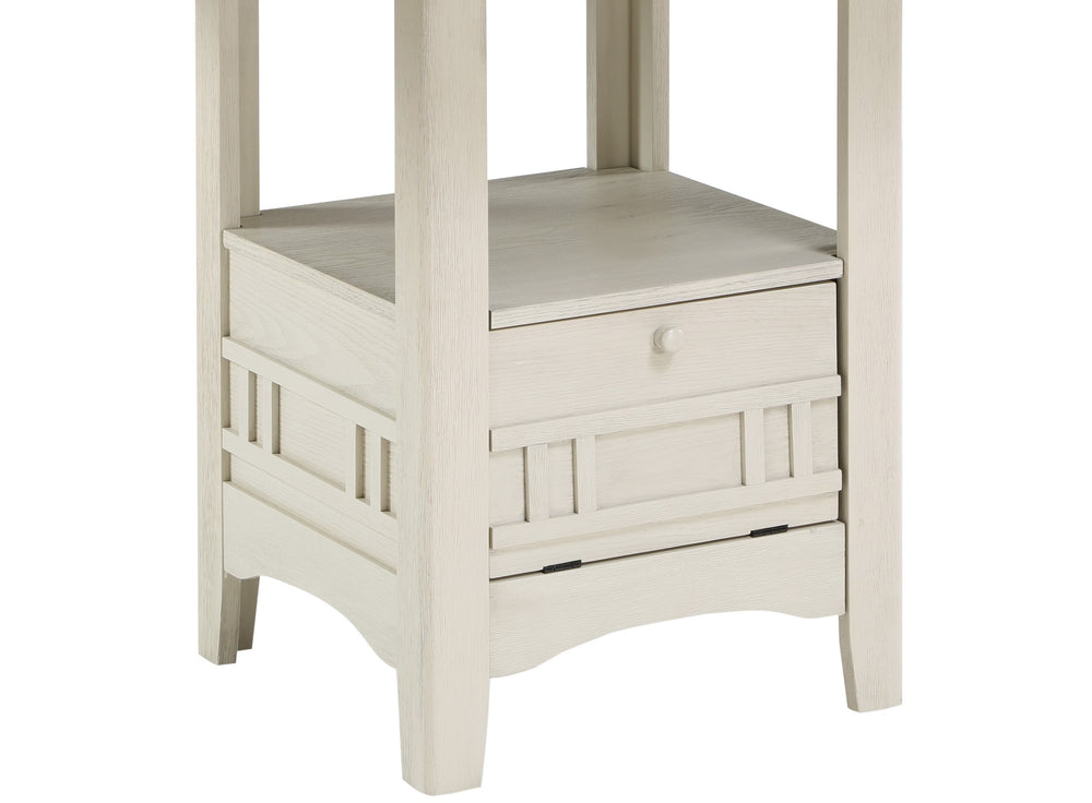 English Elm Antique Junipero Counter Height Oval Dining Table with Extension Leaf & Storage Base, White Oak Finish B01167865