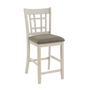 English Elm Antique Junipero Counter Height Chairs Set of 2 in White Oak Finish with Upholstered Seats, Mission Style B01167928