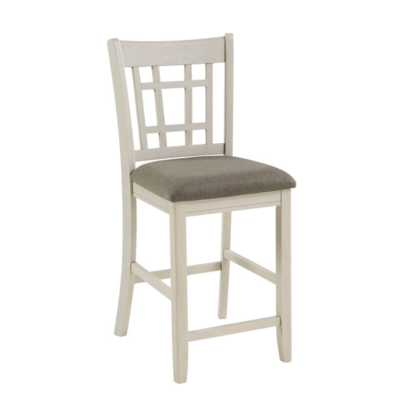 English Elm Antique Junipero Counter Height Chairs Set of 2 in White Oak Finish with Upholstered Seats, Mission Style B01167928