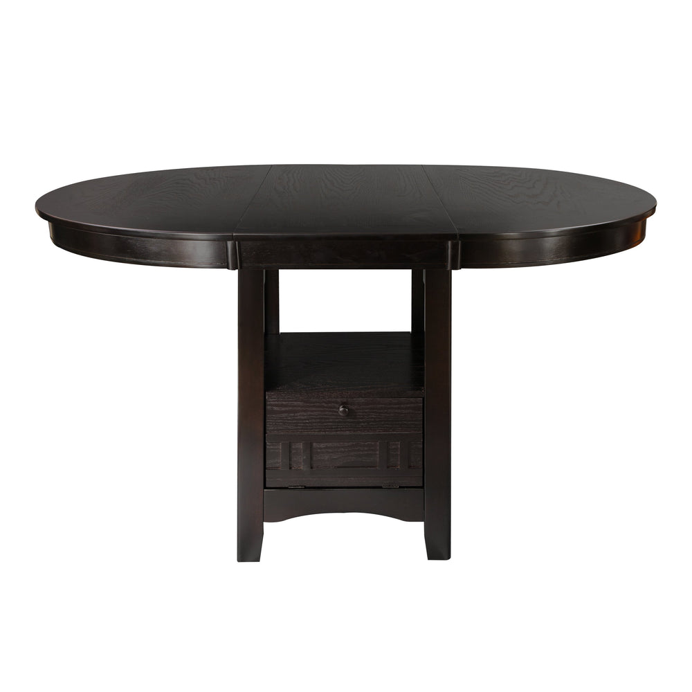 English Elm Dark Cherry Junipero Counter Height Oval Dining Table w/ 18" Extension Leaf, Storage Pedestal 96 B01167864