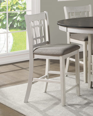 English Elm Antique Junipero Counter Height Chairs Set of 2 in White Oak Finish with Upholstered Seats, Mission Style B01167928