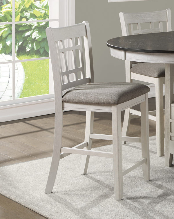 English Elm Traditional Mission Counter Height Dining Set in Dark Cherry Finish with Storage Pedestal, 5pc Antique White 44.25 L x 44.25 W x 8.25 H B011S00253